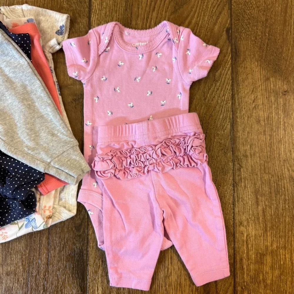 Carters Baby Newborn Girl Bundle Bodysuits Shirts Pants Lot Outfits Butterfly